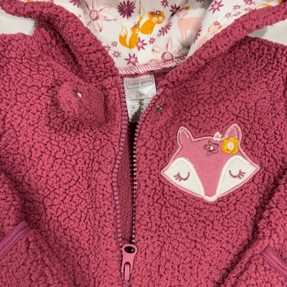 ❤️4 for $20❤️ Baby Gear Pink Fleece Onesie Size 6-9 Months - Picture 6 of 11